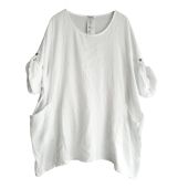 Lagenlook weißes Sommer Shirt Überwurf Baumwolle Damen Mode