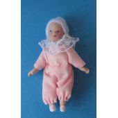 Baby Mädchen rosa Puppe für die Puppenstube Miniatur 1:12