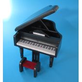 Flügel Piano Klavier mit Hocker Puppenhausmöbel Miniatur 1:12