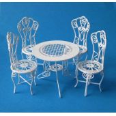 Puppenhaus Gartenmöbel Set Tisch 4 Stühle Metall Miniaturen 1:12