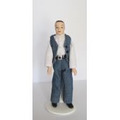 Mann mit Jeans und Weste Puppe für Puppenhaus Miniaturen 1:12