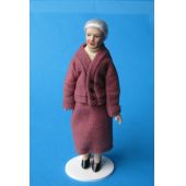 Oma Großmutter im rosé Kostüm Puppe  Miniatur 1:12
