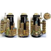 3D-Relief Bierkrug-London- Tower, Big Ben mit Windsor Casle Deckel -German Beer Stein