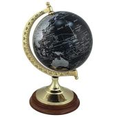 Edler Globus auf Holzstand H 22 cm- Messinggestell- Farbe schwarz