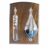**Wetterglas - Gallilei-Thermometer auf Holzbrett- 25 cm
