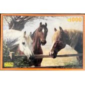 Pferdepuzzle 1000 Teile Gemälde drei Pferde