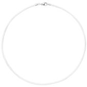 Collier Halskette Seide in weiß 42 cm, Verschluss 925 Silber Kette