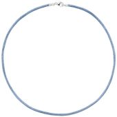 Collier Halskette Seide hellblau 2,8 mm 42 cm, Verschluss 925 Silber