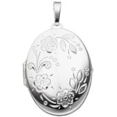 Medaillon oval Blumen für 2 Fotos 925 Sterling Silber zum ffnen