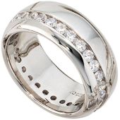 Damen Ring breit aus 925 Sterling Silber rhodiniert mit Zirkonia rundum