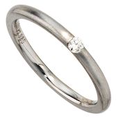 Damen Ring 950 Platin, matt, 1 Diamant Brillant 0,06ct. Platinring