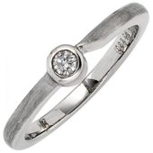 Damen Ring aus 950 Platin matt 1 Diamant Brillant 0,08ct. Platinring