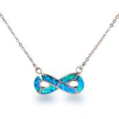 Halskette Unendlichkeit-Symbol 925 Silber synth Opal türkis blau