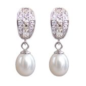 Perlenohrringe Creolen 925 Silber und Zirkonia echte Perlen