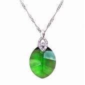 925 Silber Halskette mit Pure Leaf Kristall in Fern Green grün