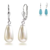 925 Silber Ohrringe mit Perlen in Tropfenform Ohrhänger Farbwahl