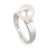 Perlenring 925 Silber rhodiniert Ring mit 9mm Süßwasser-Perle