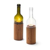 WeinLicht - Windlicht in Form einer Weinflasche aus Glas und Holz