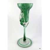 Kerzenhalter Glas grün-marmoriert auf gedrehten Glasstielen