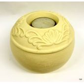 Teelichthalter rund Beige Kerzenhalter Dekokoration Keramik