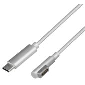 USB-C Ladekabel mit L-förmigen Magnetstecker, silber