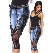 Capri-Jeans mit Spitze,blau/schwarz Größe 34