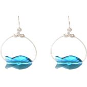 Gemshine - Damen - Ohrringe - 925 Silber - Fisch - Blau - MADE WITH SWAROVSKI ELEMENTS® - 3 cm