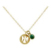 Gemshine - Damen - Halskette - Anhänger - Engel - Schutzengel - 925 Silber - Vergoldet - Smaragd - Grün - 1,3 
