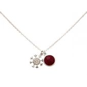 Gemshine - Damen - Halskette - Anhänger - SCHNEEFLOCKE - 925 Silber - Rubin - Rot - 1,3 cm