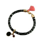 Gemshine - Damen - Armband - 925 Silber Vergoldet - AZTEC - Rauchquarz - Rubin - Rot - Rosa