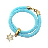 Gemshine - Damen - Armband - Wickelarmband - 925 Silber - Vergoldet - Schneeflocke - Blau