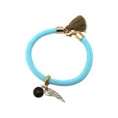Gemshine - Damen - Armband - Vergoldet - Edelstein - Rauchquarz - Engel Flügel - Blau - Braun