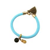 Gemshine - Damen - Armband - Vergoldet - Edelstein - Rauchquarz - Eule - Blau - Braun