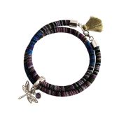 Gemshine - Damen - Armband - Wickelarmband - 925 Silber - Libelle - AZTEC - Amethyst - Rose - Violett