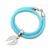 Gemshine - Damen - Armband - Wickelarmband - 925 Silber - Flügel - Blau