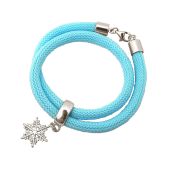 Gemshine - Damen - Armband - Wickelarmband - 925 Silber - Schneeflocke - Blau