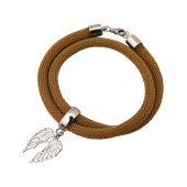 Gemshine - Damen - Armband - Wickelarmband - 925 Silber - Flügel - Braun