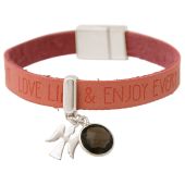 Gemshine - Damen - Armband - Schutz Engel - 925 Silber - WISHES - Pink - Rosa - Rauchquarz - Magnetverschluss