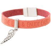 Gemshine - Damen - Armband - Schutz Engel - Flügel - 925 Silber - WISHES - Rosa Pink - Magnetverschluss