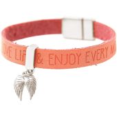 Gemshine - Damen - Armband - Schutz Engel - Doppelflügel - 925 Silber - WISHES - Rosa Pink - Magnetverschluss