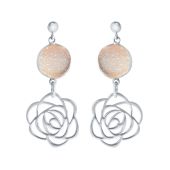 Gemshine - Damen - Ohrringe - 925 Silber - ART DECO - Blume - Rose ?- DRUZY - Quarz - 4,5 cm