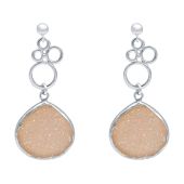 Gemshine - Damen - Ohrringe - BUBBLES - 925 Silber ?- DRUZY - Rose Quarz - 4,5 cm