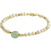 Gemshine - Damen - Armband - Perlen - Vergoldet - Chalcedon - Meeresgrün - 18 cm