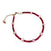 Gemshine - Damen - Armband - Vergoldet - Rubin - Rot - Mondstein - Weiß - Facettiert