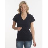 Damen T-Shirt Flash-Line, V-Neck, schwarz, Grösse 3XL
