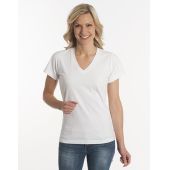 Damen T-Shirt Flash-Line, V-Neck, weiss, Grösse XL
