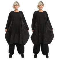 AKH Fashion schwarze Tunika-Kleider ausgefallener Lagenlook