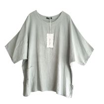 Lagenlook graue Leinen Shirts Überwürfe große Größen Damen Mode