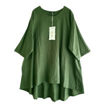 Lagenlook grüne Leinen Tuniken Shirts große Größen Damen Mode