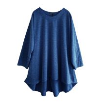 LAGENLOOK blaue Pullover Shirt mit Wolle große Größen